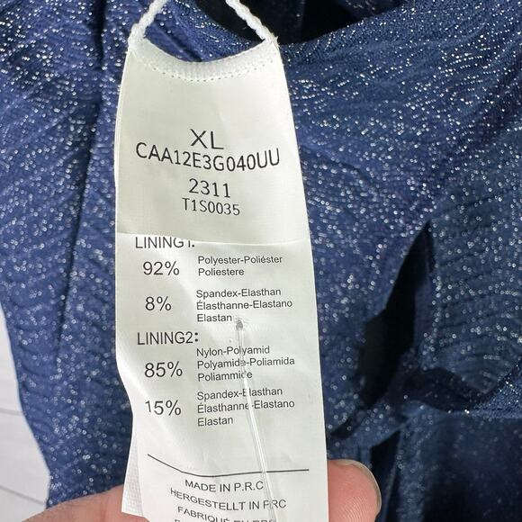 Cupshe XL One Piece Swimsuit Square Neck Shimmer Blue Bathing Suit Crisscross - Picture 7 of 8